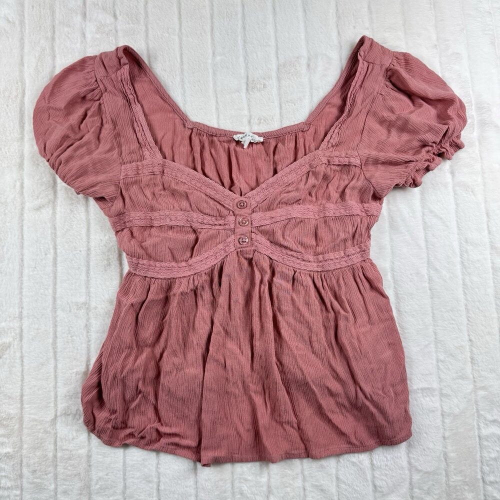 Derek Heart Top Blouse T-Shirt Women's Size Small Pink Casual School Career